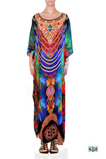 Devarshy Designer Attractive Peacock Design Long Embellished Kaftan Dress - 002 , Apparel - DEVARSHY, DEVARSHY
 - 1