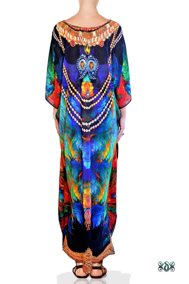 Devarshy Designer Attractive Peacock Design Long Embellished Kaftan Dress - 002 , Apparel - DEVARSHY, DEVARSHY
 - 3