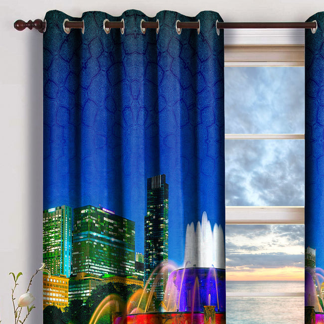 Devarshy Digital print Cityscape Design Premium Eyelets Home Curtains Set , Home Decor - DEVARSHY, DEVARSHY
 - 3