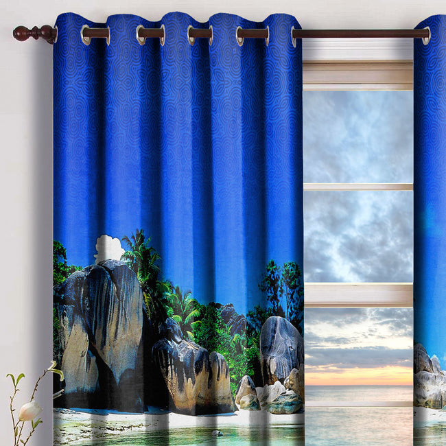 Devarshy Designer Digital Print Blue Ocean Premium Bedroom Door Curtains 2 Panels , Home Decor - DEVARSHY, DEVARSHY
 - 2