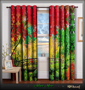Autumn Nature At its Best Printed Whiteout Curtains, 2 Panels - 1411