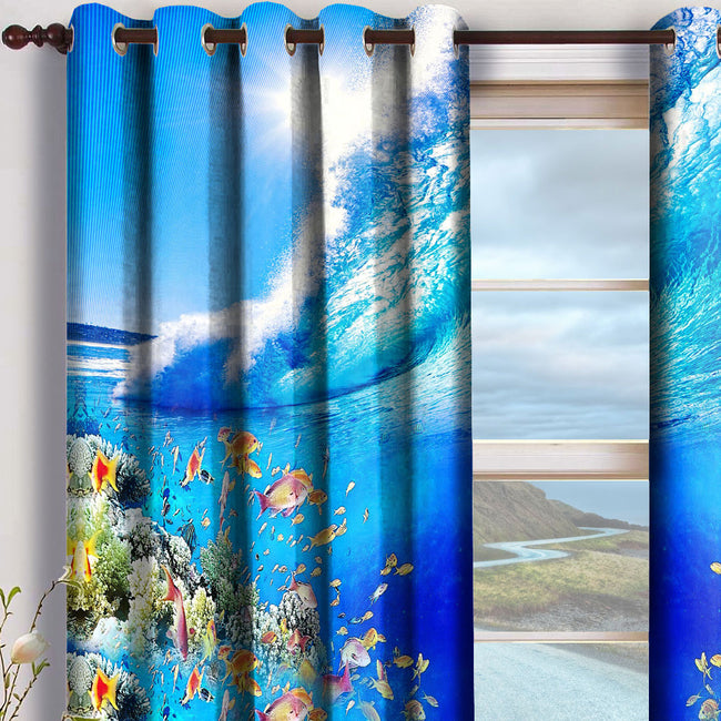 Devarshy Designer Digital Print Blue Underwater Home Decor Curtain Set , Home Decor - DEVARSHY, DEVARSHY
 - 2