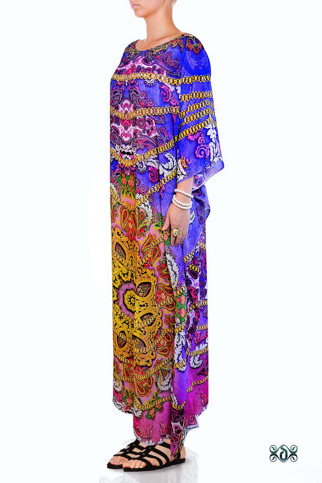 Devarshy Digital print Bohemian Purple Designer Long Embellished Kaftan , Apparel - DEVARSHY, DEVARSHY
 - 2