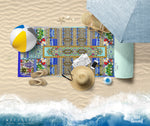 Beautiful Aqua Fes Printed Beach Towel, Cotton Bath Towel, Devarshy Bath, PF - FIFTY002