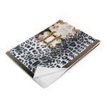Snow Leopard Printed Throw Blanket, Animal Print Fleece Blanket, Devarshy Home, PF - 007