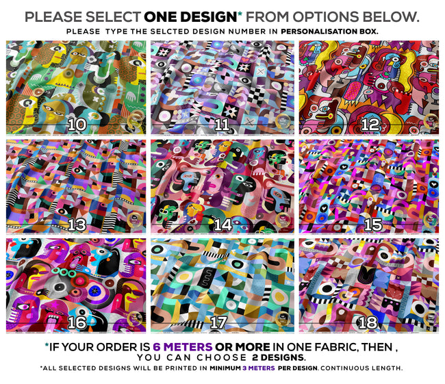 CUBISM Apparel Fabric 3Meters+, 9 Designs | 8 Fabrics Option | Colorful Fabric By the Yard | 028