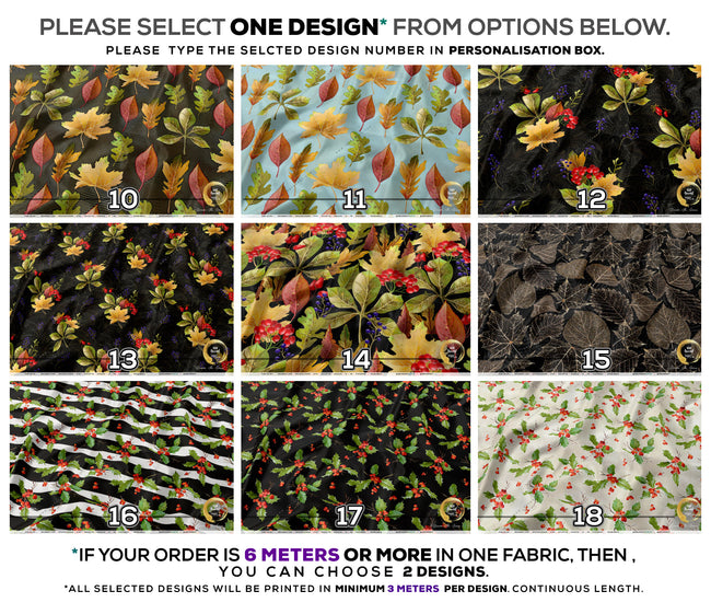 X-mas Print Apparel Fabric 3Meters+, 9 Designs | 8 Fabrics Option | Fabric By the Yard | 072B