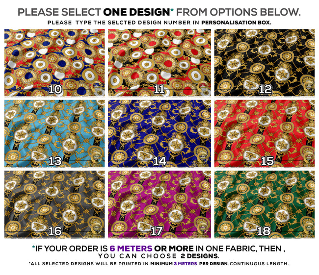 Decorative Circles Apparel Fabric 3Meters+, 9 Designs | 8 Fabrics Option | Fabric By the Yard | 031