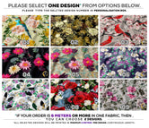 Flowers Apparel Fabric 3Meters+, 9 Designs | 8 Fabrics Option | Fabric By the Yard | D20152