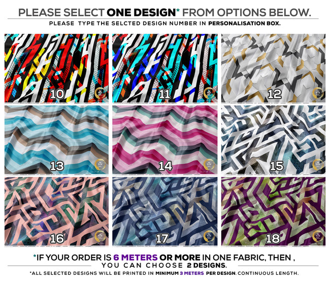 Street Art Apparel Fabric 3Meters+, 9 Designs | 8 Fabrics Option | Fabric By the Yard | D20262