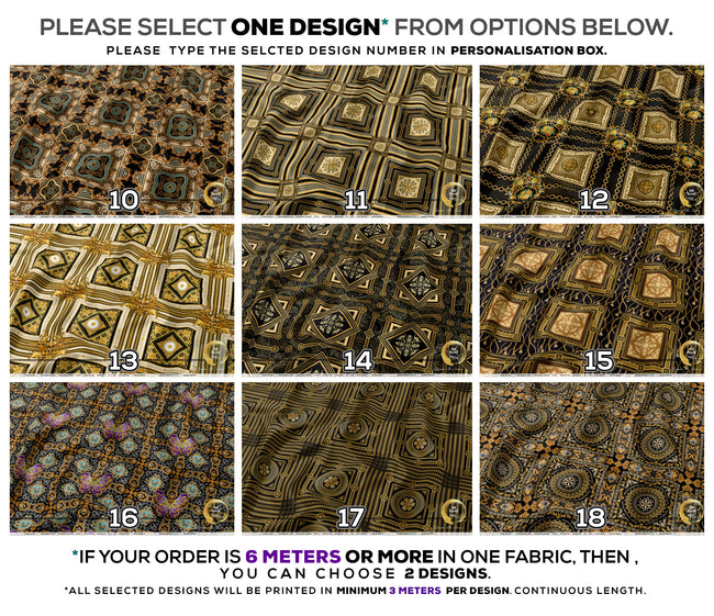 Italian Baroque Upholstery Fabric 3meters 9 Designs & 12 Furnishing Fabrics Decorative Fabric By the Yard | 021