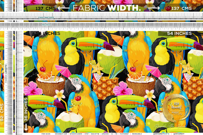 Toucan Bird Upholstery Fabric 3meters 4 Colors & 12 Furnishing Fabrics Tropical Birds Fabric By the Yard | D20021