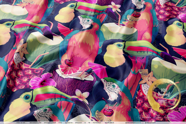 Toucan Bird Upholstery Fabric 3meters 4 Colors & 12 Furnishing Fabrics Tropical Birds Fabric By the Yard | D20021