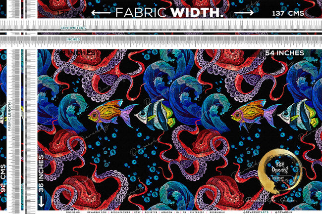 OCTOPUS Upholstery Fabric 3meters 4 Colors & 12 Furnishing Fabrics Underwater Fabric By the Yard | D20025