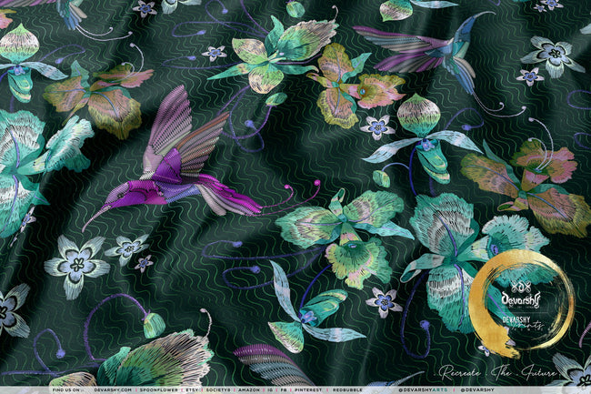 Birds and Florals Upholstery Fabric 3meters | 4 Colors | 13 Fabric Options | Furnishing Fabric By the Yard | D20041