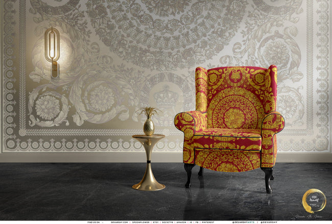 Golden Baroque Upholstery Fabric 3meters 4 Colors & 12 Furnishing Fabric Options Decorative Fabric by the yard | D20049