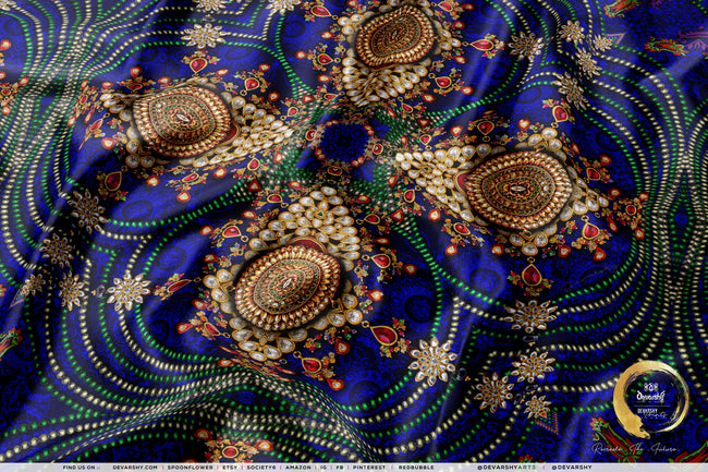 Blue Jewels Upholstery Fabric 3meters 2 Designs & 12 Fabric Options Mandala Furnishing Fabrics By the Yard | D20060