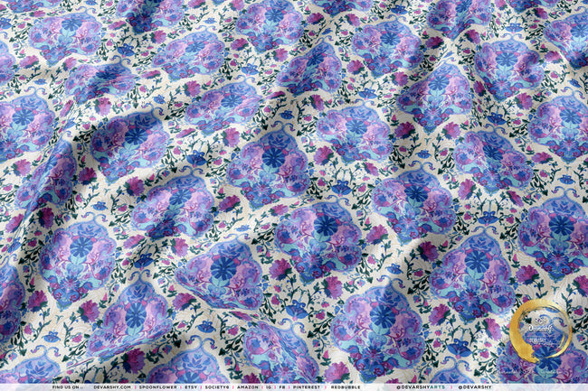Blue Paisleys Upholstery Fabric 3meters 4 Designs & 12 Fabric Options Floral Furnishing Fabrics By the Yard | D20109