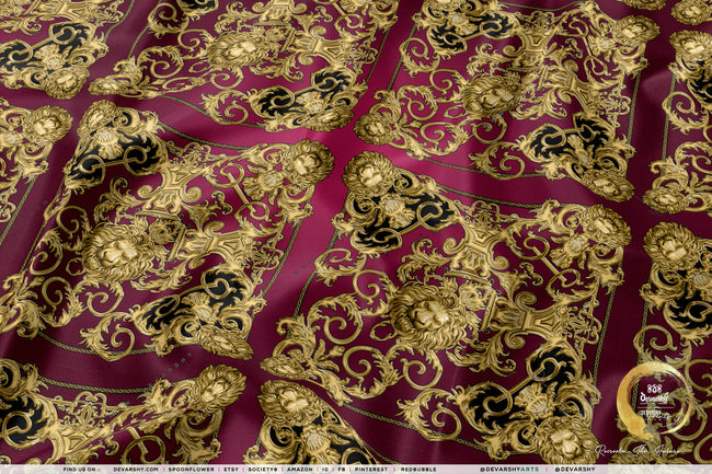 Golden Lion Magenta Upholstery Fabric 3meters 12 Furnishing Fabric Options Baroque Lion Fabric By the Yard | D21040E