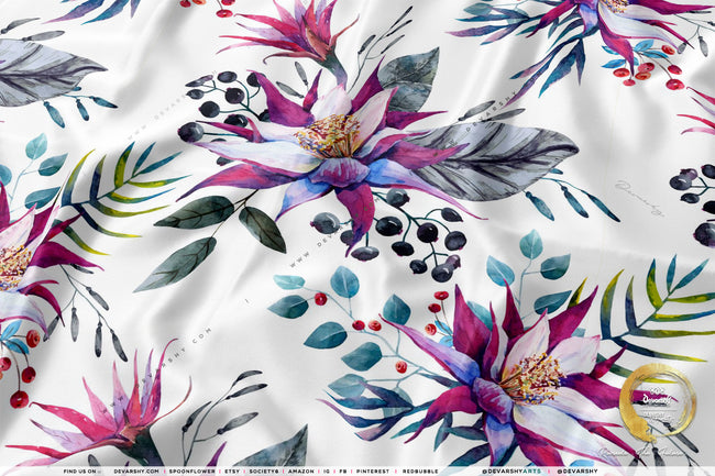 Floral Pattern Apparel Fabric 3Meters+, 9 Designs | 8 Fabrics Option | Fabric By the Yard | D20131