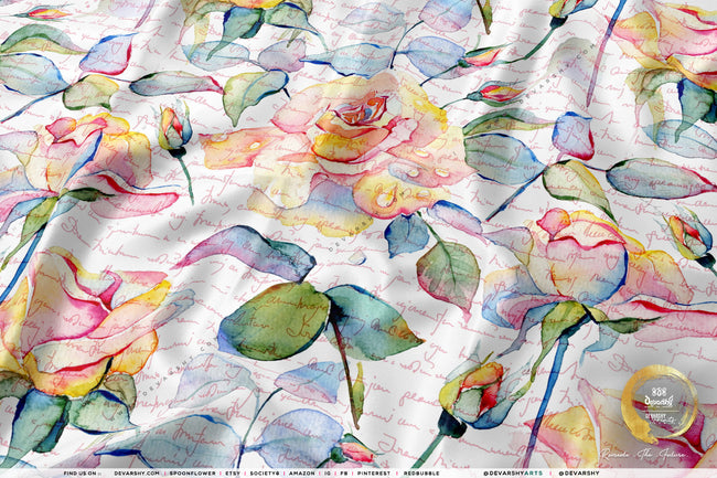 Organic Florals Apparel Fabric 3Meters+, 9 Designs | 8 Fabrics Option | Fabric By the Yard | D20169