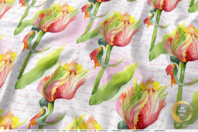 Painted Floral Apparel Fabric 3Meters+, 9 Designs | 8 Fabrics Option | Fabric By the Yard | D20165