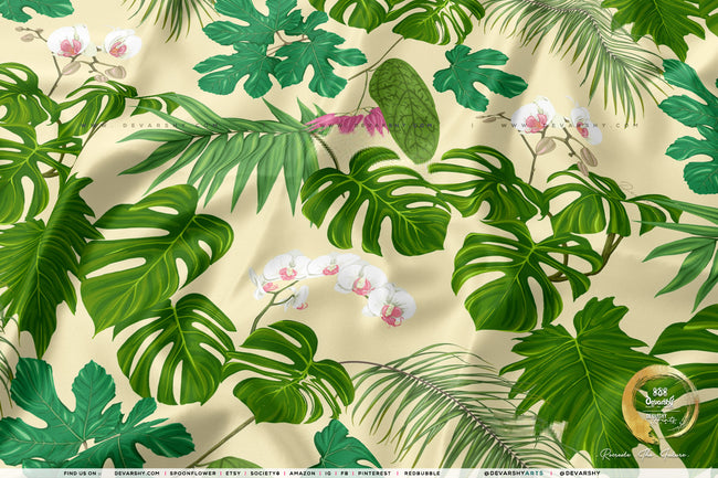 TROPICAL Apparel Fabric 3Meters+, 9 Designs | 8 Fabrics Option | Fabric By the Yard | D20208