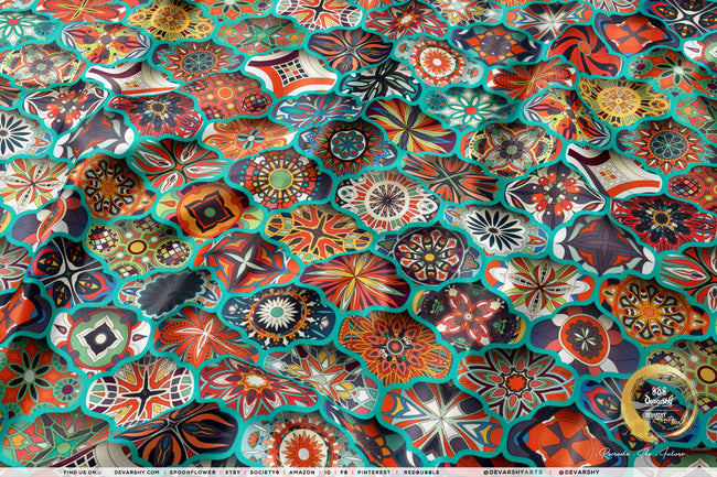 Moroccan Art Apparel Fabric 3Meters+, 9 Designs | 8 Fabrics Option | Fabric By the Yard | D20304