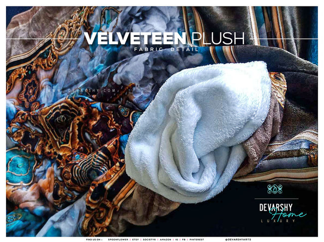 Grandeur BAROQUE Sherpa Fleece Blanket and Velveteen Throw Blanket 2 Materials | 3 Sizes | 100368