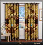 BAROQUE Ornate Brown Premium Curtain Panel, 2 Fabrics - 1025C.