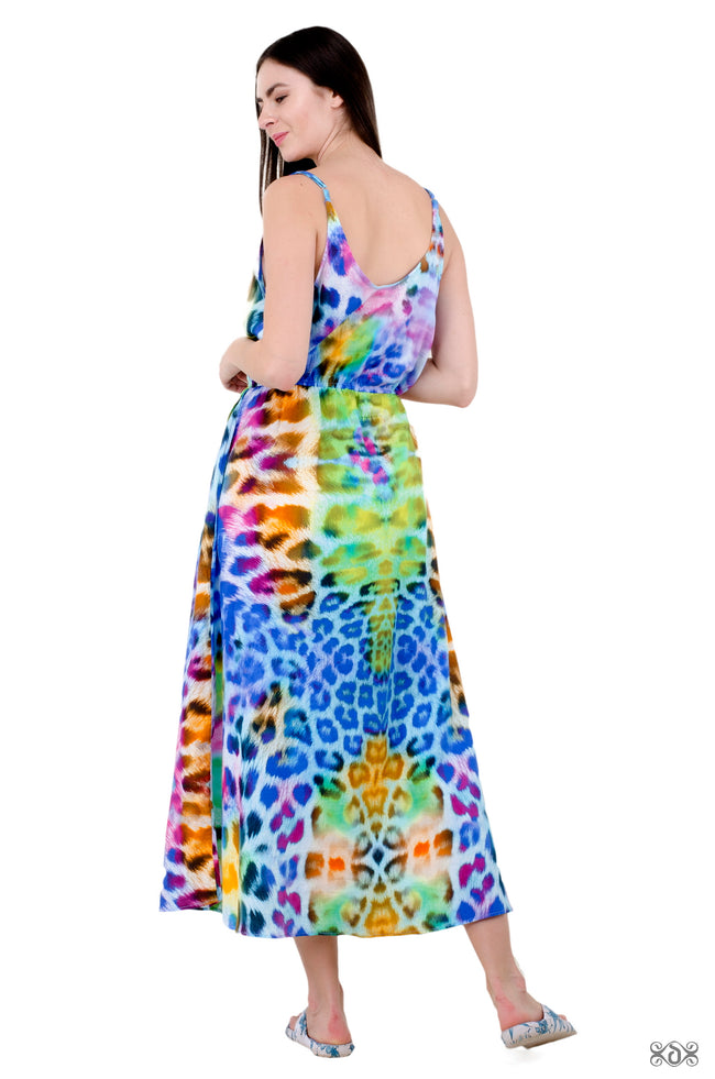 NATURE MORTE Turquoise Leopard Devarshy Printed Long Cotton Dress