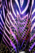 NATURE MORTE Purple Stripes Devarshy Round Neck Long Embellished Kaftan - 1036C
