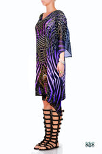Devarshy Designer Purple Animal Print Short Embellished Kaftan Dress Sale - 1036C , Apparel - DEVARSHY, DEVARSHY
 - 2
