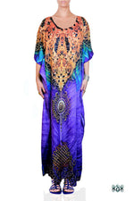 Devarshy Digital print Decorative Purple Feather Long Embellished Kaftan - 1038 B , Apparel - DEVARSHY, DEVARSHY
 - 1