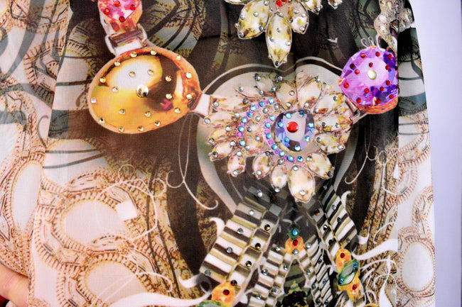 Devarshy Designer Digital print Luxury Crystals Ornate Long Embellished Kaftan -1047A , Apparel - DEVARSHY, DEVARSHY
 - 5