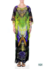 Devarshy Designer Green Intricate Digital Print Long Embellished Kaftan Gown - 1052A , Apparel - DEVARSHY, DEVARSHY
 - 1