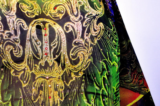 Devarshy Designer Green Intricate Digital Print Long Embellished Kaftan Gown - 1052A , Apparel - DEVARSHY, DEVARSHY
 - 5