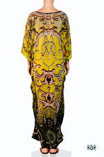 Devarshy Designer Yellow Baroque Style Long Embellished Kaftan Gown - 1053C , Apparel - DEVARSHY, DEVARSHY
 - 3