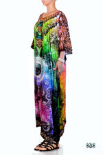 Devarshy Dazzling Digital print Designer Long Crystals Embellished Kaftan Dress - 1055A , Apparel - DEVARSHY, DEVARSHY
 - 2
