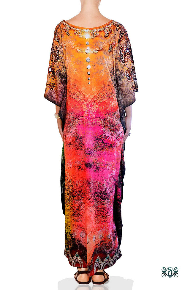 Devarshy Dazzling Digital print Designer Long Crystals Embellished Kaftan Dress - 1055A , Apparel - DEVARSHY, DEVARSHY
 - 3