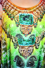 Devarshy Dazzling Digital print Designer Long Crystals Embellished Kaftan Dress - 1055A , Apparel - DEVARSHY, DEVARSHY
 - 4