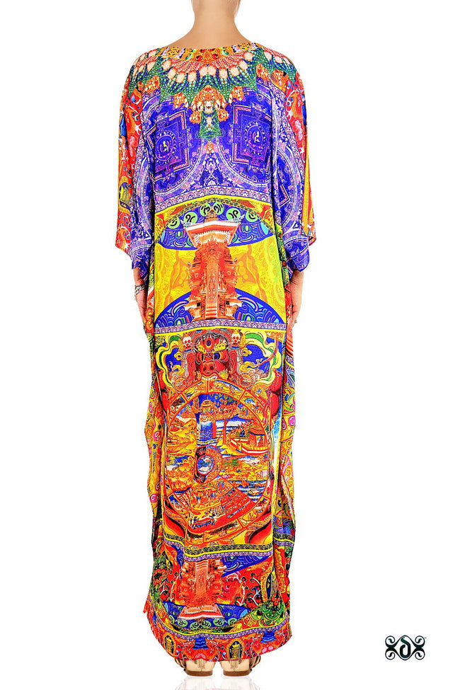 Devarshy Digital print Tibetan Style Plus Size Long Embellished Maxi Kaftan -1064B , Apparel - DEVARSHY, DEVARSHY
 - 3