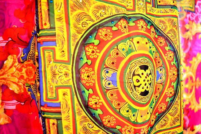 Devarshy Designer Pinkish Stylish Tibetan Design Long embellished printed Kaftan -1066A , Apparel - DEVARSHY, DEVARSHY
 - 4