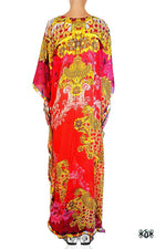 Devarshy Designer Scarlet Red and Golden Ornate Long Embellished Kaftan Gown -1067D , Apparel - DEVARSHY, DEVARSHY
 - 3