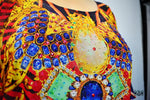 Radiant Decorative Long Kaftan, Crystals Embellished Caftan, Long Georgette Kaftan - 1069C