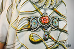 AURUM 79 Golden Spirals Pure Silk Devarshy Short Embellished Kaftan - 1078C