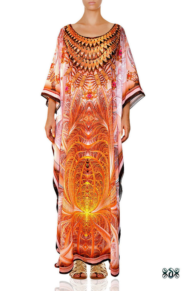 Devarshy Designer Digital Print Beautiful Long Embellished Beachwear Kaftan - 1090A , Apparel - DEVARSHY, DEVARSHY
 - 1