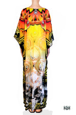 Devarshy Designer Digital Print Orchid Design Long Embellished Kaftan Gown - 1102C , Apparel - DEVARSHY, DEVARSHY
 - 3