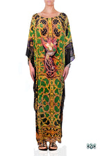 Devarshy Digital Print Golden Ornate Evergreen Long Embellished Designer Kaftan - 1104B , Apparel - DEVARSHY, DEVARSHY
 - 1
