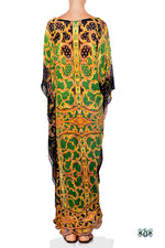 Devarshy Digital Print Golden Ornate Evergreen Long Embellished Designer Kaftan - 1104B , Apparel - DEVARSHY, DEVARSHY
 - 3